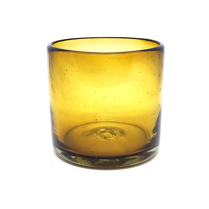 Sale Items / Solid Amber 12 oz Large DOF Glasses  / Each 12 oz Large Double Old Fashioned Glass is made by hand from amber glass. No two glasses are the same, making these glasses the perfect mismatching set.